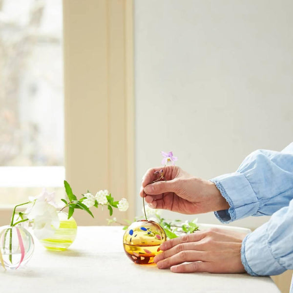 Aderia Glass Temari Ball Small Flower Vase Evening Clouds Design 65mm