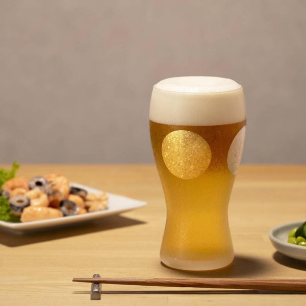 Aderia Premium Gold Sun & Silver Moon Frosted Beer Glass 380ml