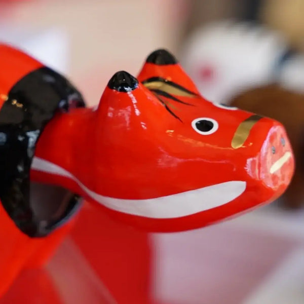 Akabeko Red Lucky Cow Figurine Handcrafted Japanese Home Decor