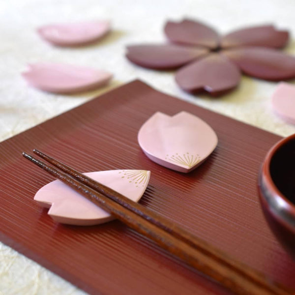 Decorative Chopsticks Rest Cherry Blossom Petal Shaped Pink 1pc