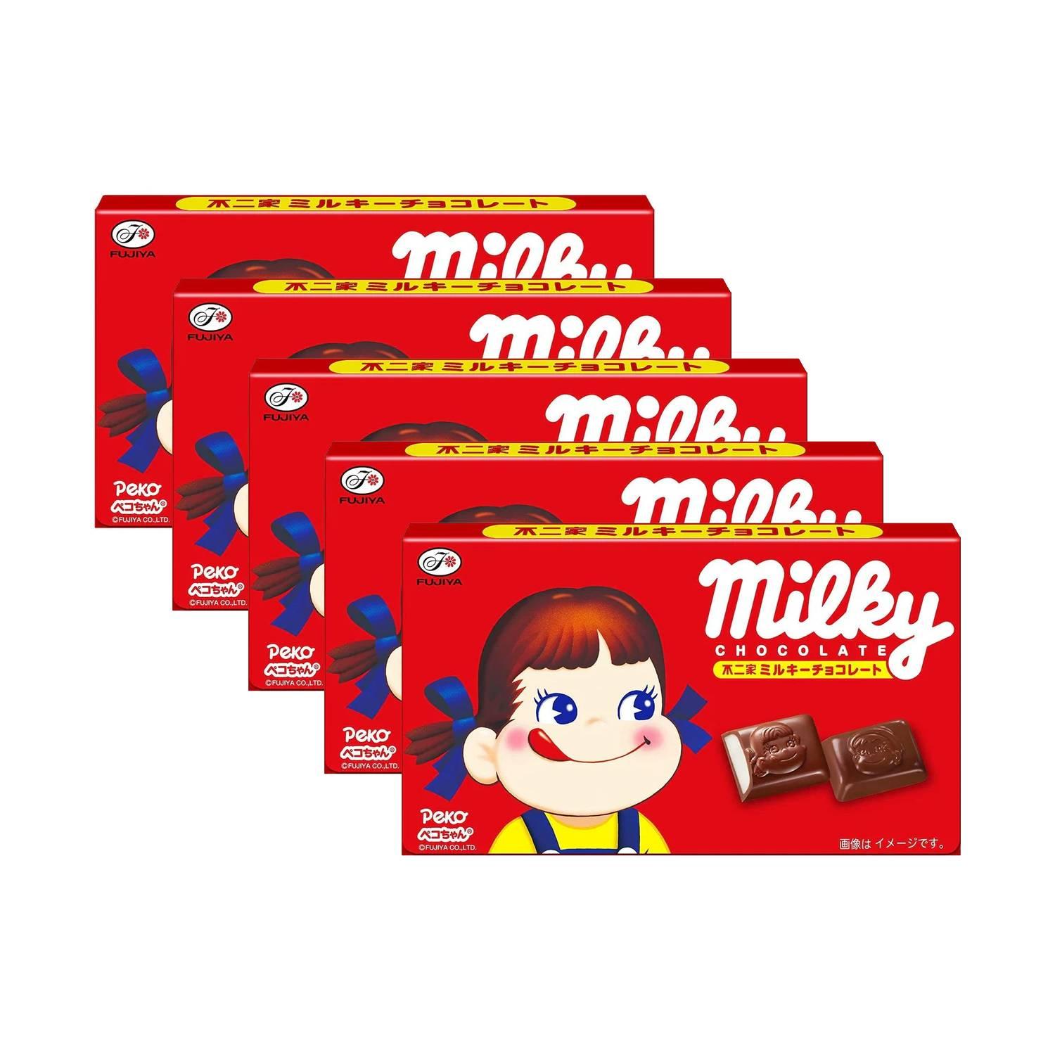 Fujiya Milky Chocolate-Coated Milk Candy Creamy Sweet Snack (Pack of 5)