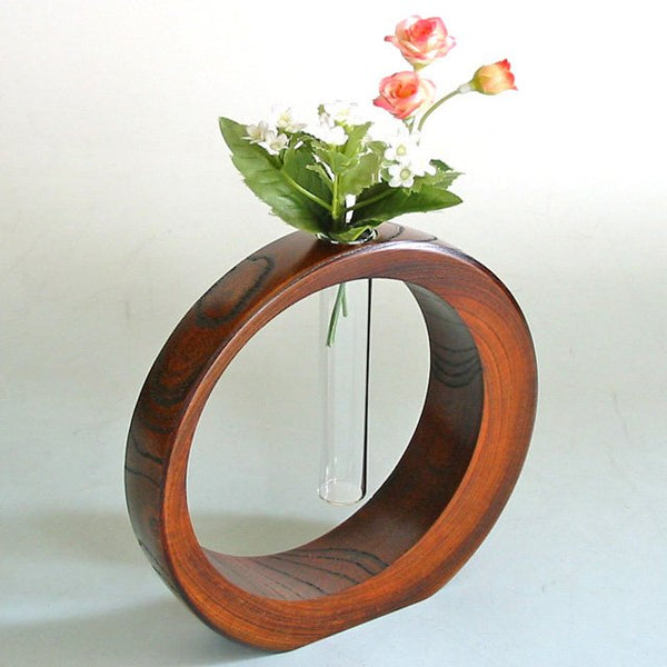 Isuke Lacquered Wooden Flower Vase Crescent Moon Large Size