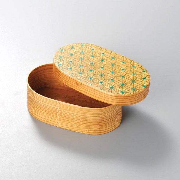 Isuke Wood Bento Box Japanese Lunchbox Asanoha Leaf Pattern