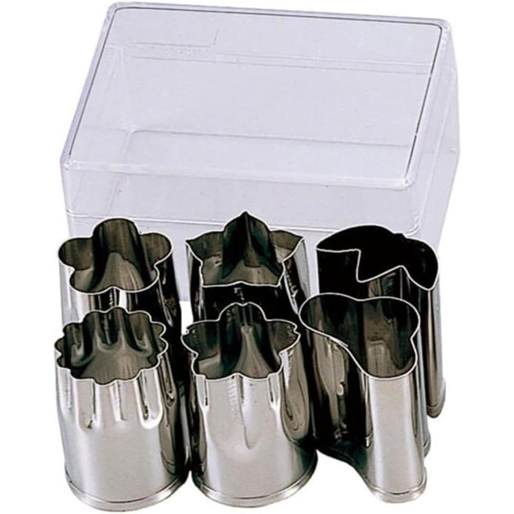 Japanese Decorative Steel Vegetable Cutters With Case (Set of 6)