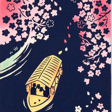 Kenema Tenugui Night Sakura Japanese Traditional Hand Dyed Cloth