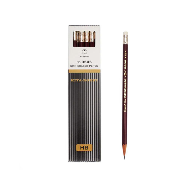 Kitaboshi Pencil HB 9606 For General Use With Eraser 12 Pieces