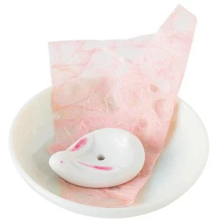 Kousaido Ceramic Incense Burner Rabbit-Shaped Incense Holder & Plate