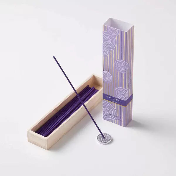 Kousaido Soothing Lavender Long Incense Sticks In Wooden Box 40 ct.