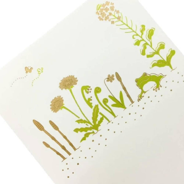 March Seasonal Foil Stamped Postcard Frog Design