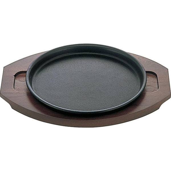 Ikenaga Cast Iron Yakisoba Plate Sizzling Plate With Wooden Stand