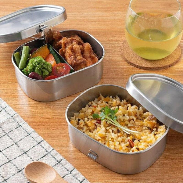 Kobo Aizawa Rectangular Two-Tier Lunch Box Stainless Steel Bento Box 720ml