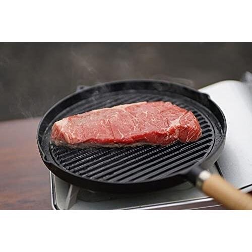 Cast Iron Griddle Pan With Wooden Handle (IH Compatible) 26cm