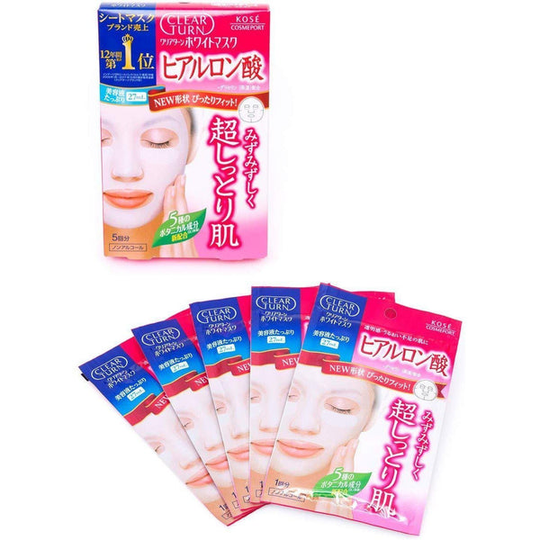 Kose Clear Turn Mask Hyaluronic Acid Beauty Facial Sheet Mask 5 Masks