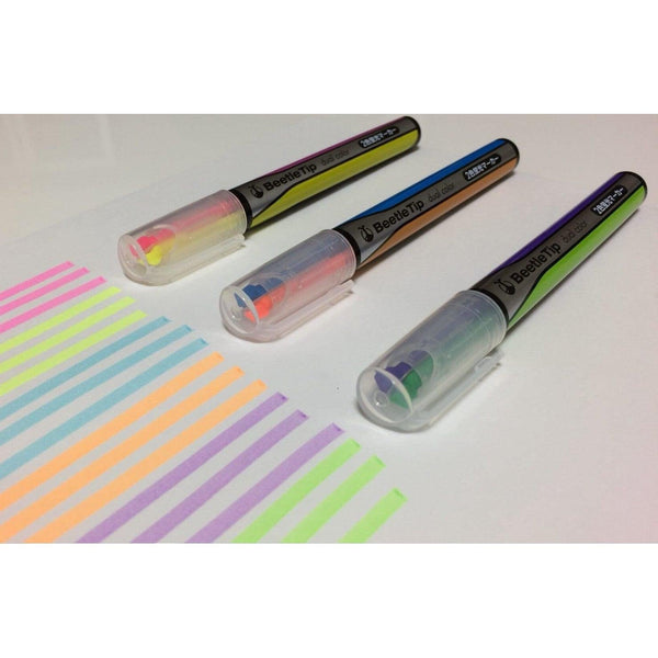 Kokuyo Beetle Tip Dual Color Highlighter Set 3 Pens (6 Vivid Colors)