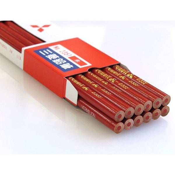 uni Mitsubishi Colored Pencils Vermilion Color 12 Pieces