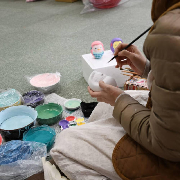 Shirakawa Daruma Amabie Daruma Handmade Cute Pink Yokai Doll 8.5cm