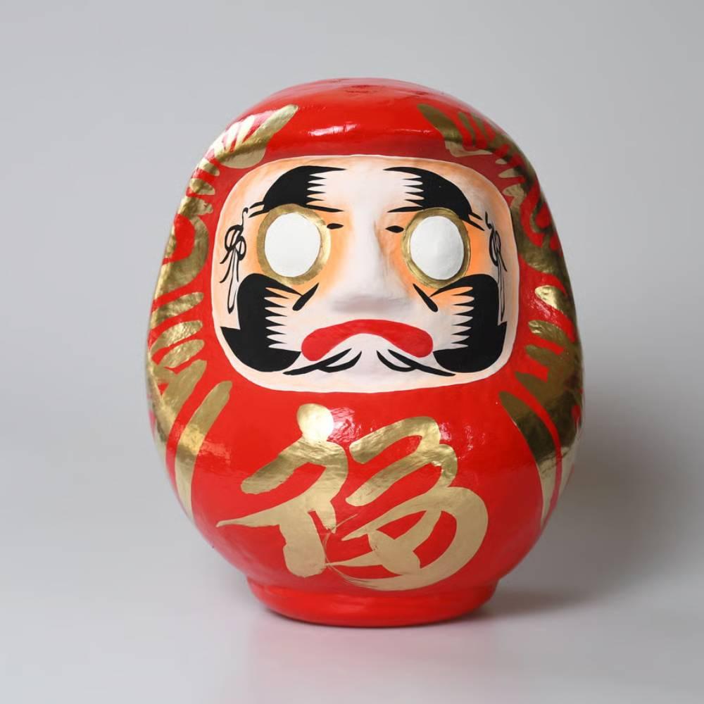 Shirakawa Daruma Doll “I” Handmade Good Luck Charm Red Doll 35cm