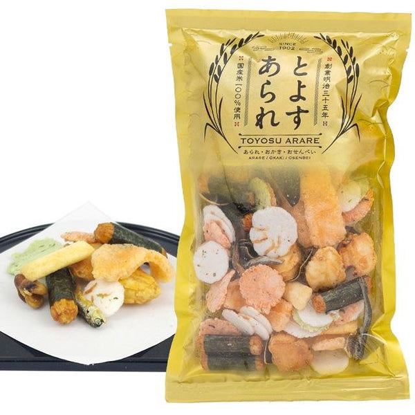 Toyosu Arare Japanese Rice Crackers 9 Types Assortment 80g (Pack of 3)