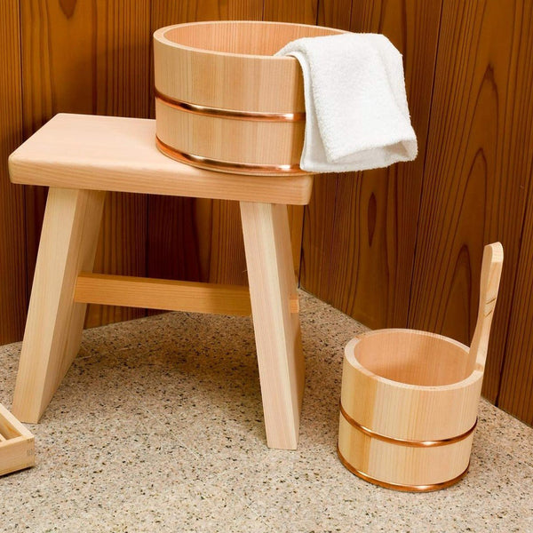 Umezawa Japanese Hinoki Cypress Wooden Bath Stool