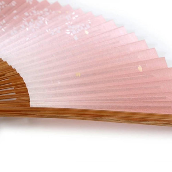 Yamani Cherry Blossom Design Pink Sensu Handheld Folding Fan 21.5cm