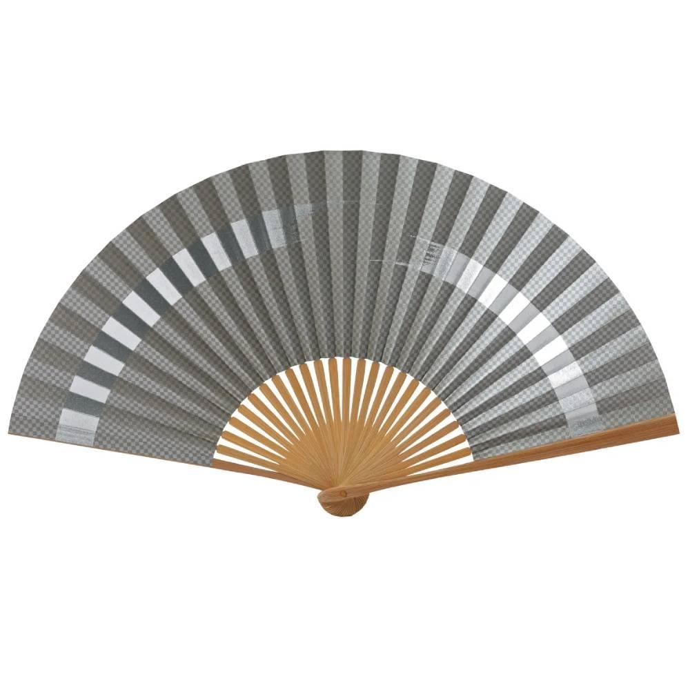 Yamani Modern Grey Design Stylish Sensu Handheld Folding Fan 22.5cm