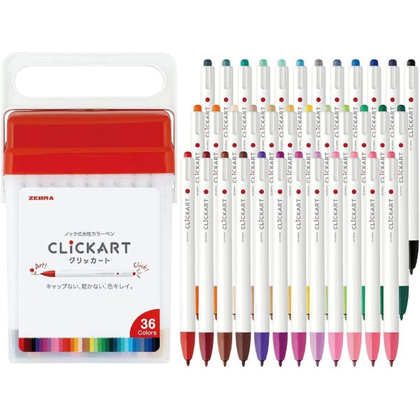 Zebra Clickart Water-Based Bullet Tip Retractable Markers 36 Colors