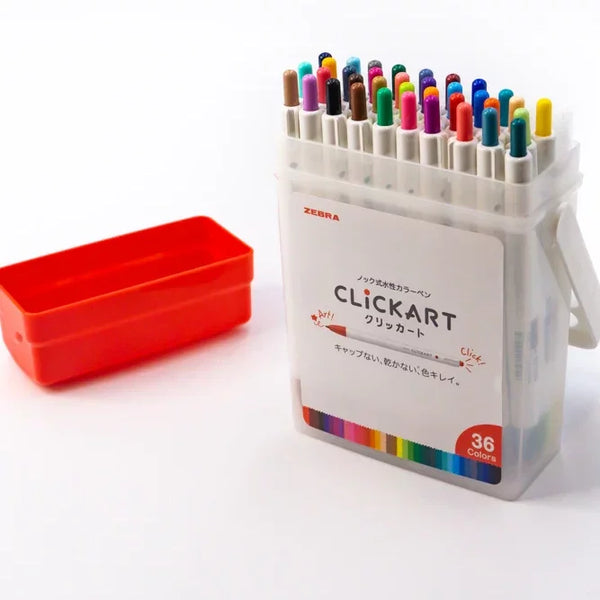 Zebra Clickart Water-Based Bullet Tip Retractable Markers 36 Colors