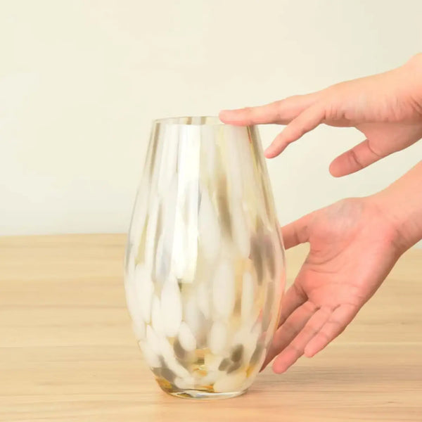 Aderia Handmade Elegant Glass Flower Vase Cloud Pattern 215mm