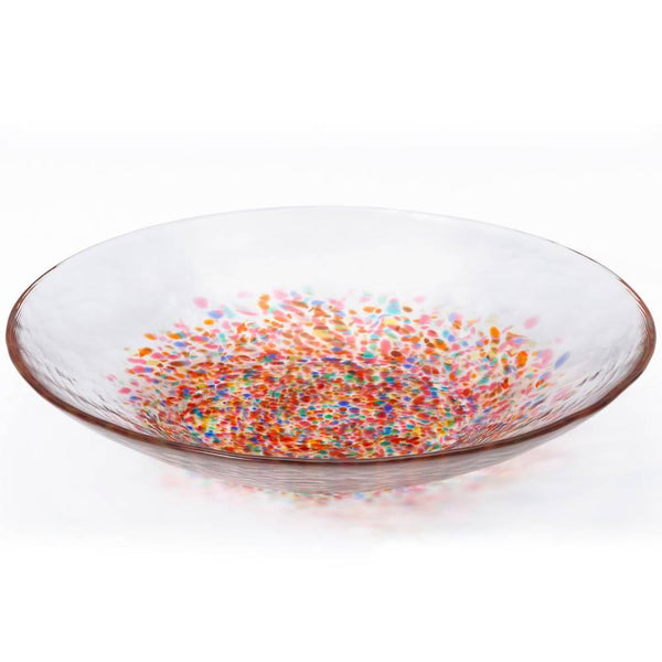 Aderia Large Glass Serving Plate Red Fireworks Design 230mm