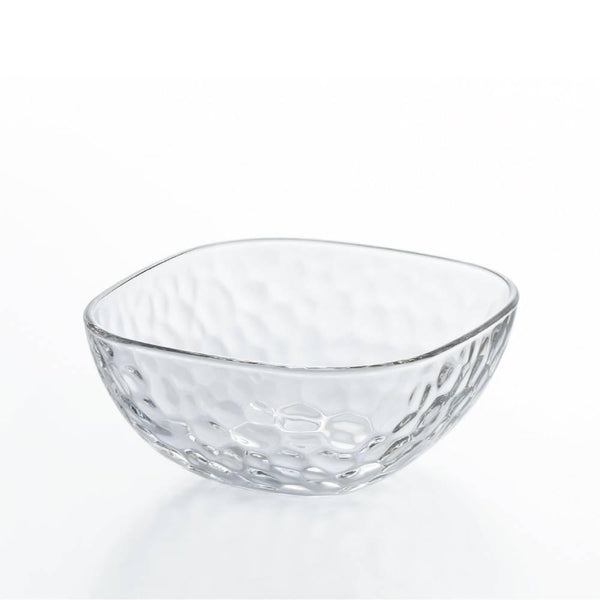 Aderia Square Bowl Medium Dimpled Glass Serving Dish 137mm