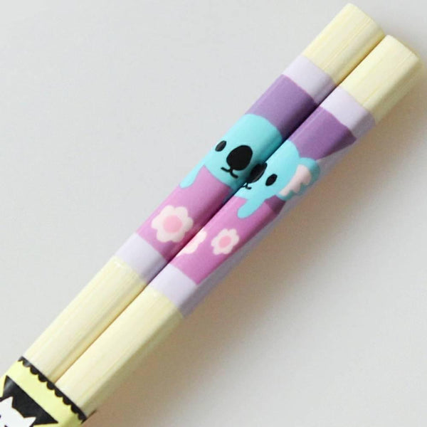 Bamboo Chopsticks For Kids Dishwasher Safe Cute Koala Design 18cm