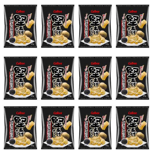 Calbee Kataage Crispy Black Pepper Potato Chips 65g (Box of 12 Bags)