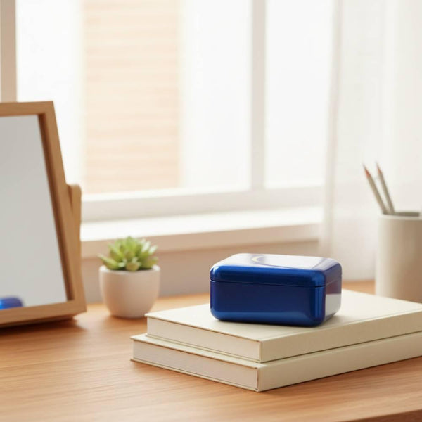 Indigo Blue Lacquered Small Case Sendai Crescent Moon Design