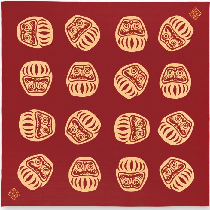 Kenema Furoshiki Shichiten Hakki Medium Red Cotton Wrapping Cloth 90cm