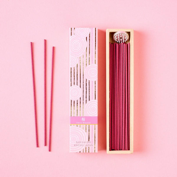 Kousaido Sakura Cherry Blossom Incense Sticks & Holder 40 ct.