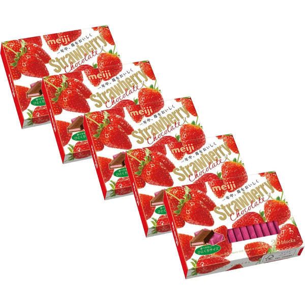 Meiji Strawberry Filled Bite Sized Chocolates 26 Pieces (Pack of 5)