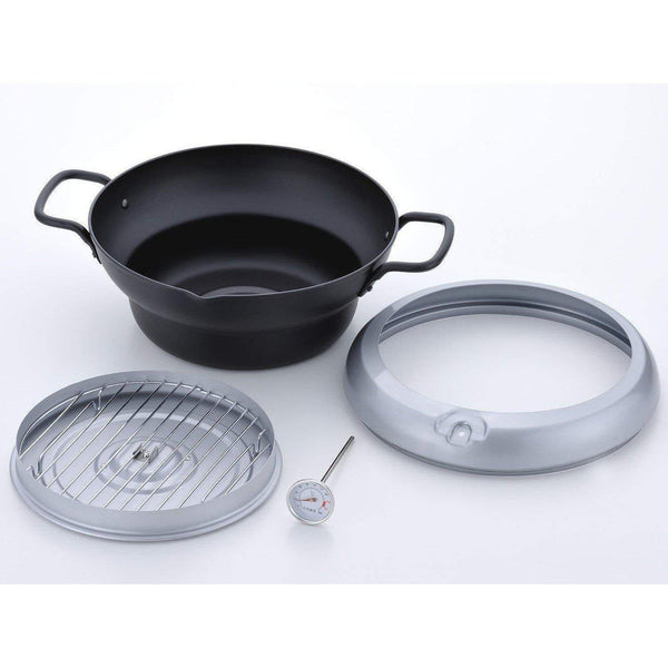 Wahei Induction Iron Deep Fryer Pot With Lid And Oil Drain Rack 24cm