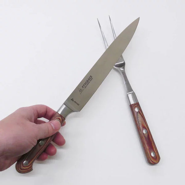 Ptygrace Handmade Meat Carving Knife and Fork Boxed Set