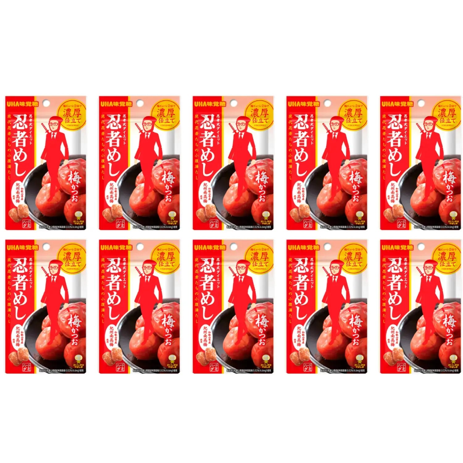 UHA Mikakuto Ninja Meshi Ume Katsuo Japanese Plum Bonito Candy 20g x 10 Bags