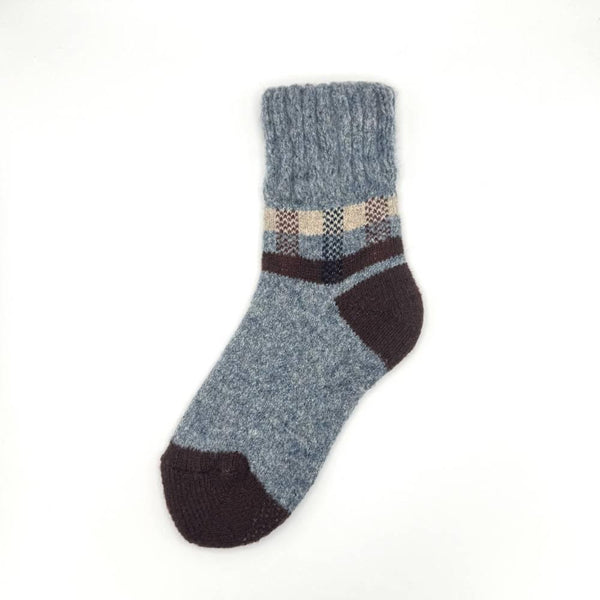 Winter Wool Thick Crew Socks Gray Checkered Warm Socks